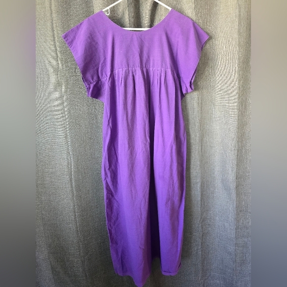 Vtg 1970s Mexican Oaxacan Purple Applique Mumu Midi Dress Sixe XL - Picture 5 of 7